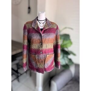 Emotions Striped Fuzzy Jacket Size 12